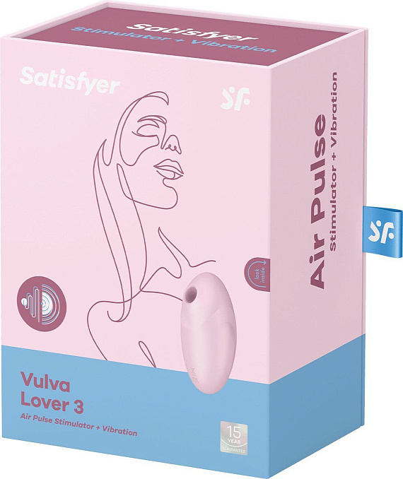 Розовый вакуум-волновой стимулятор с вибрацией Vulva Lover 3 Satisfyer