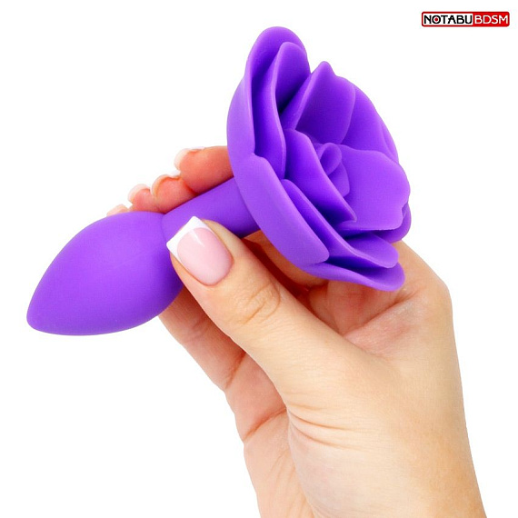 Фиолетовая гладкая анальная втулка-роза Bior toys
