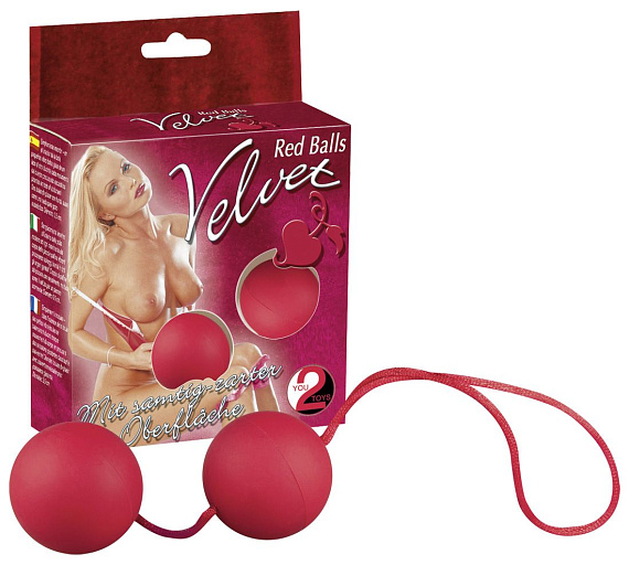 Красные вагинальные шарики Velvet Red Balls - анодированный пластик (ABS)