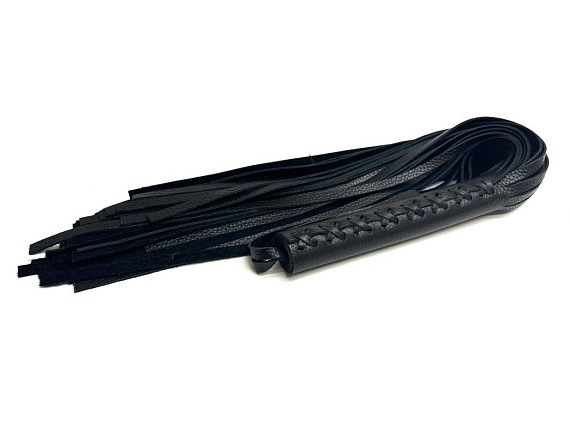 Черная многохвостовая плеть из мягкой кожи - 57 см. БДСМ Арсенал