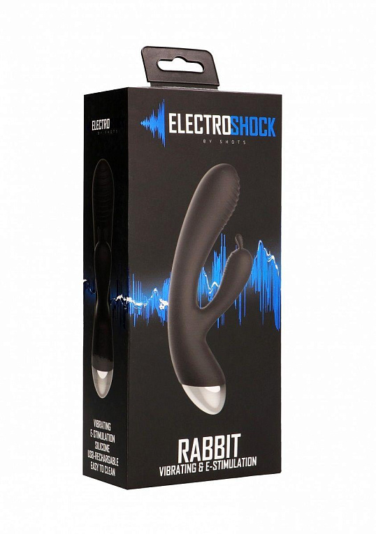 Чёрный вибратор E-Stimulation Rabbit Vibrator с электростимуляцией - 19 см. от Intimcat