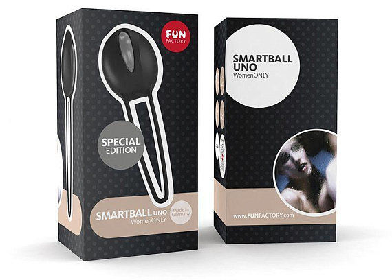 Чёрно-серый вагинальный шарик Smartballs Uno - силикон