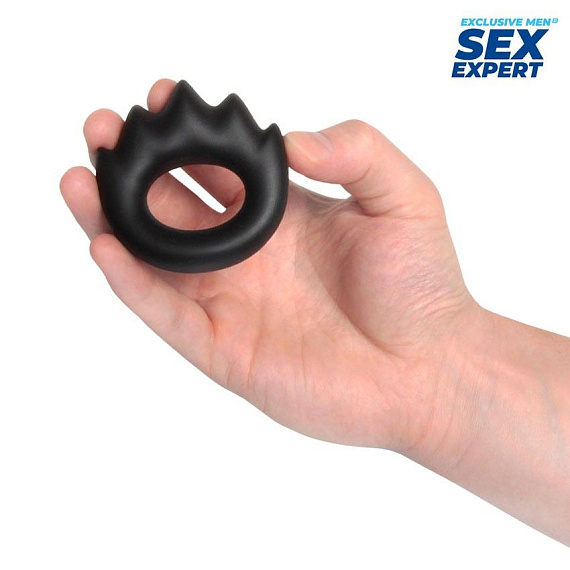 Черное эрекционное кольцо в форме пламени Bior toys