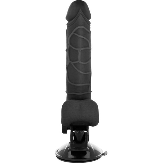 Черный вибратор на мощной присоске Basecock Realistic Vibrator - 18,5 см. от Intimcat