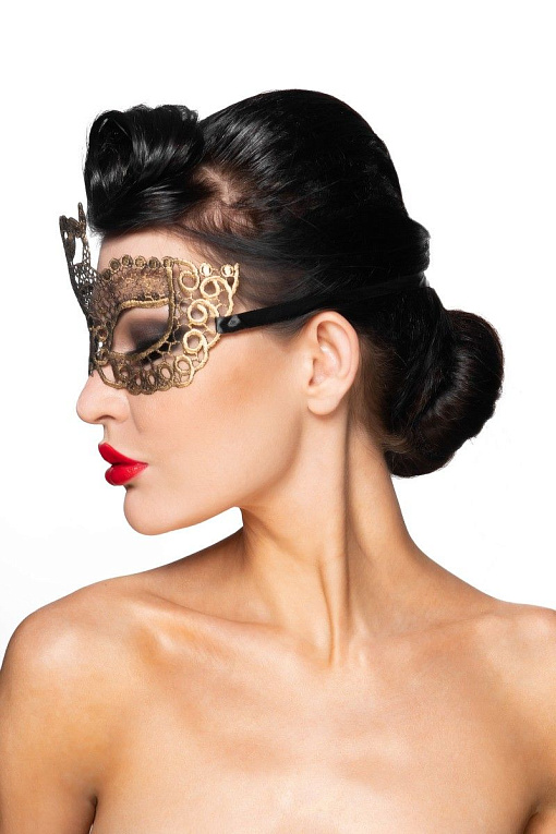 Золотистая карнавальная маска  Этамин от Intimcat