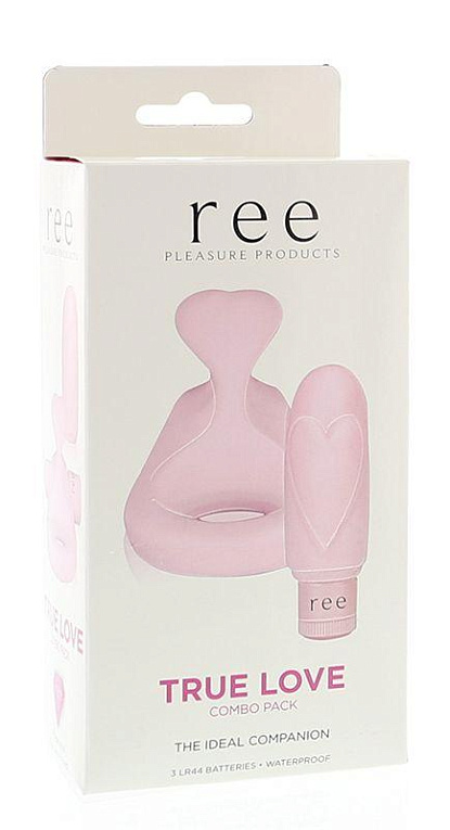 Многофункциональный розовый набор REE TRUE LOVE: вибропуля с насадкой и эрекционное кольцо - Термопластичная резина (TPR)