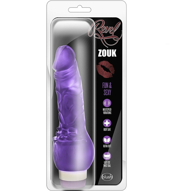 Фиолетовый вибратор Revel Zouk - 19,8 см. - поливинилхлорид (ПВХ, PVC)