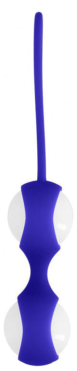 Белые стеклянные вагинальные шарики Ben Wa Medium в синей оболочке от Intimcat
