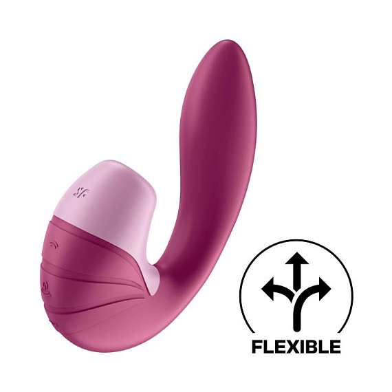 Малиновый вибратор с вакуумным стимулятором Supernova - 16,9 см. Satisfyer