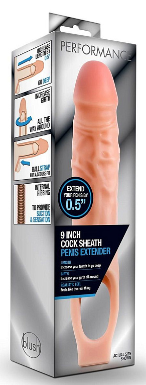 Телесная насадка на пенис 9 Inch Cock Sheath Extender - 22,2 см. - термопластичный эластомер (TPE)