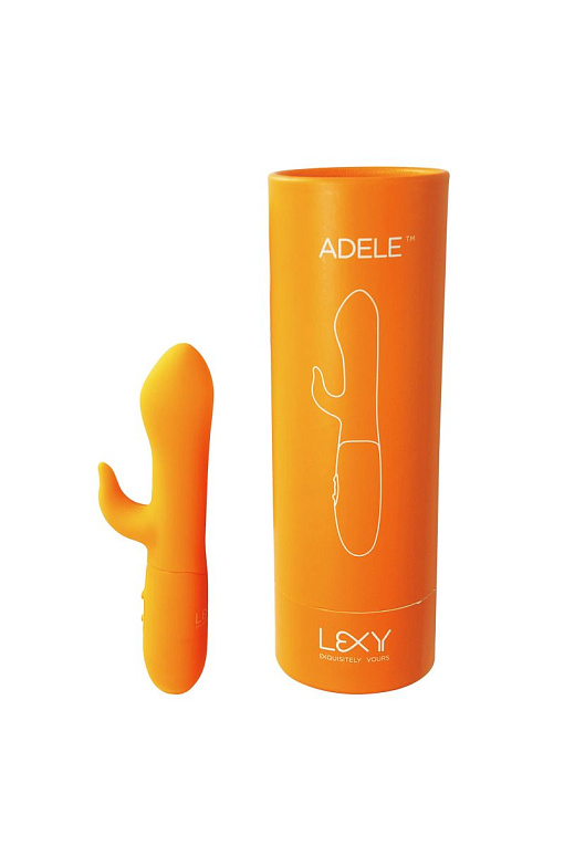 Оранжевый вибратор Adele со стимулятором клитора - 17 см. - силикон
