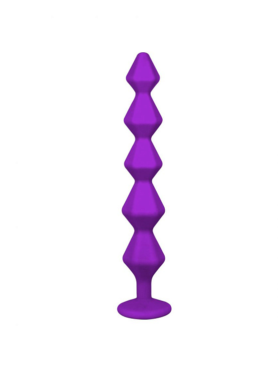 Фиолетовая анальная цепочка с кристаллом Chummy - 16 см. от Intimcat