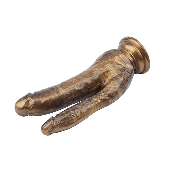 Золотистый анально-вагинальный фаллоимитатор Ivana Havesex - 19,5 см. - фото 5