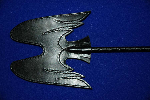 Чёрный стек  Крылья Амура  с наконечником в виде крылышек - 80 см. - натуральная кожа