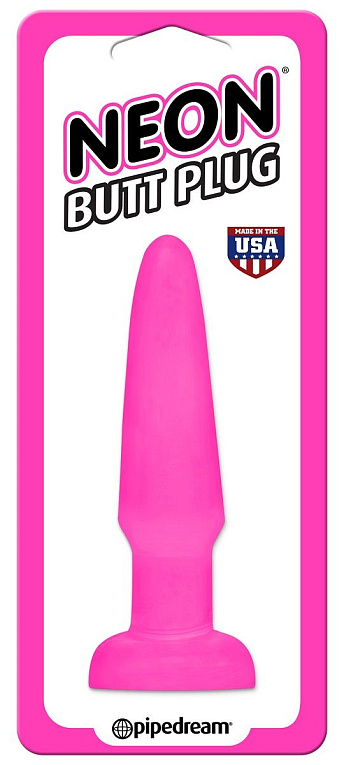 Ярко-розовая анальная пробка Butt Plug - 11,4 см. - поливинилхлорид (ПВХ, PVC)