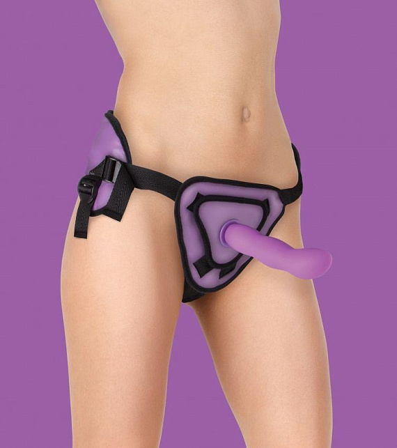 Фиолетовый страпон Deluxe Silicone Strap On 8 Inch с волнистой насадкой - 20,5 см. - фото 5