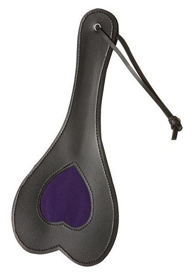 Кожаный пэддл X-Play с фиолетовым сердечком