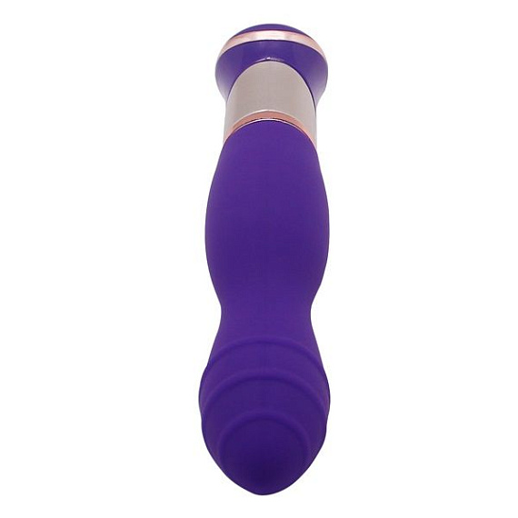 Фиолетовый вибратор с ротацией ECSTASY Deluxe Rippled Vibe - 20 см. - силикон