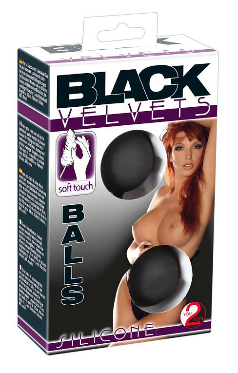 Черные вагинальные шарики с петлёй Black Velvets - силикон