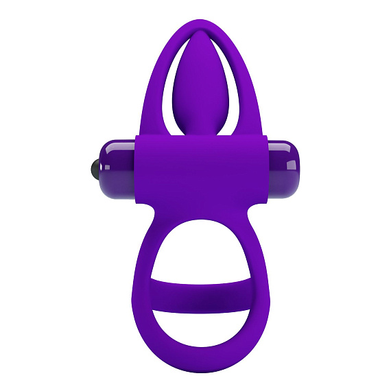 Фиолетовое эрекционное кольцо с 10 режимами вибрации и подхватом мошонки Baile