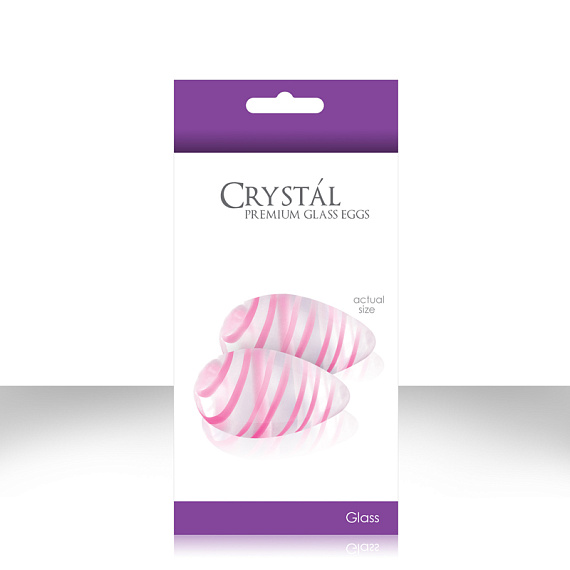 Прозрачные стеклянные вагинальные шарики Crystal Premium Glass Eggs Pink Strips NS Novelties