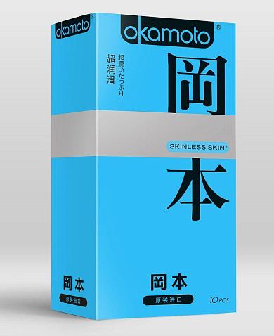 Презервативы в обильной смазке OKAMOTO Skinless Skin Super lubricative - 10 шт.
