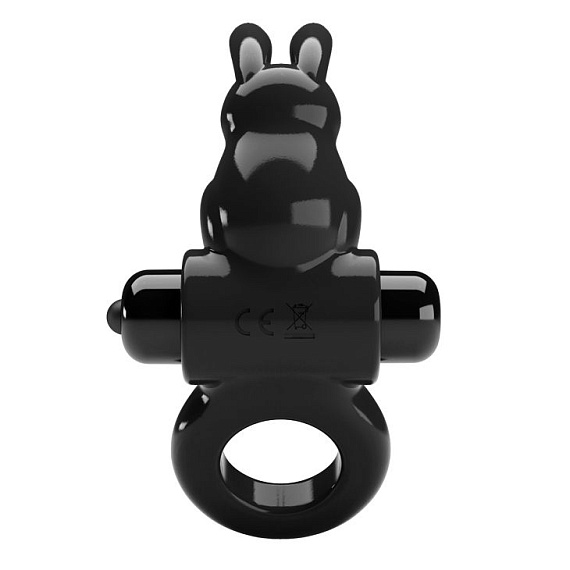Черное эрекционное кольцо со стимулятором клитора в виде кролика Exciting ring от Intimcat