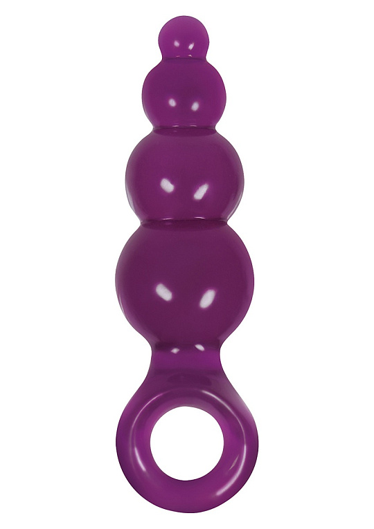 Большая фиолетовая анальная пробка Jolie - Ripples - термопластичный эластомер (TPE)