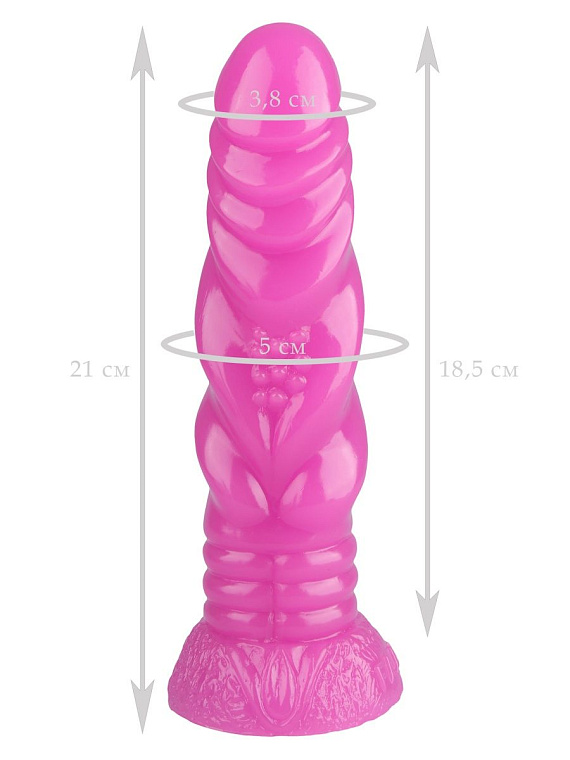 Розовая анальная втулка с рельефом - 21 см. - эластомер (полиэтилен гель)