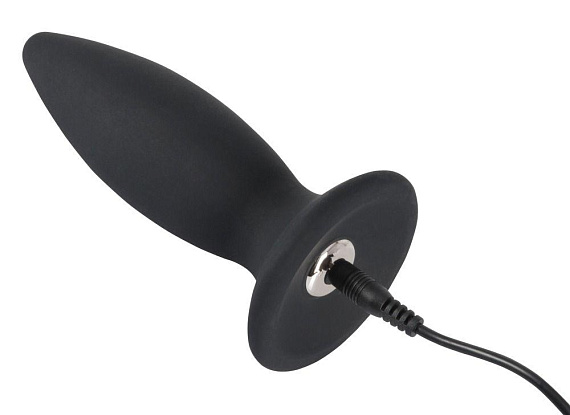 Чёрная перезаряжаемая анальная пробка Black Velvets Recharge Plug M - 12,5 см. от Intimcat