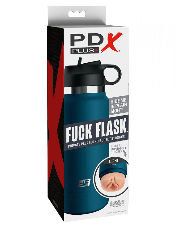 Мастурбатор-вагина в синей колбе F*ck Flask - анодированный пластик, TPE