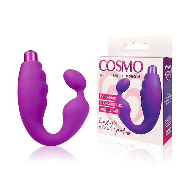 Фиолетовый вибромассажер-подкова Cosmo - 19,5 см. - силикон