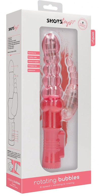 Розовый вибратор-кролик Rotating Bubbles - 23,2 см. от Intimcat