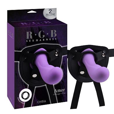 Фиолетовый страпон Amor Strap-On - 15 см.