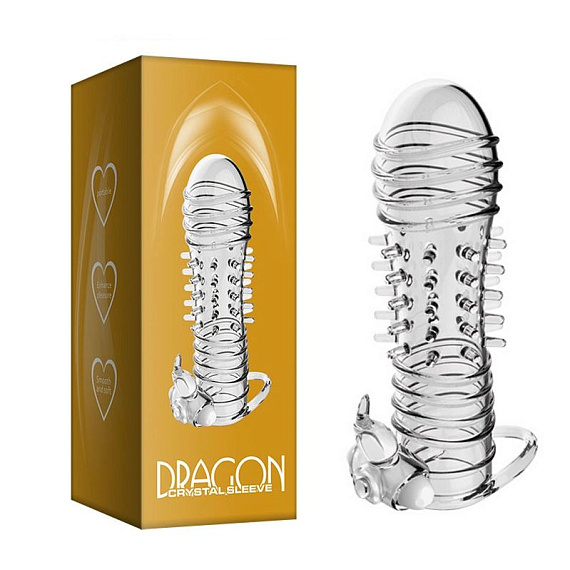 Прозрачная вибронасадка Dragon - 14 см. - термопластичный эластомер (TPE)