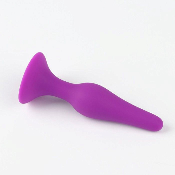 Фиолетовая коническая силиконовая анальная пробка Soft - 10,5 см. - силикон