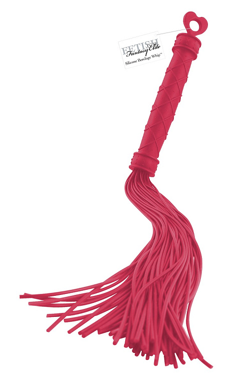 Красная многохвостая плеть Silicone Bondage Whip - 32 см.