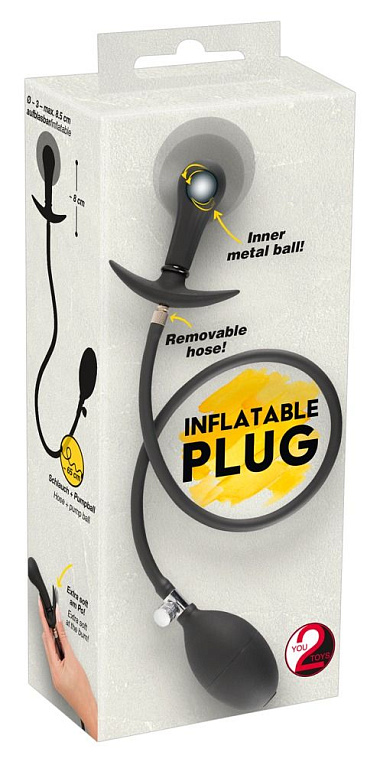 Черная анальная втулка-расширитель Inflatable Plug - силикон