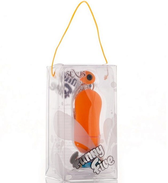 Оранжевое виброяйцо с выносным пультом-кнопкой - 6,5 см. - анодированный пластик (ABS)