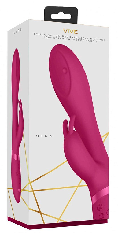 Розовый вибромассажер-кролик Mira - 21,5 см. от Intimcat