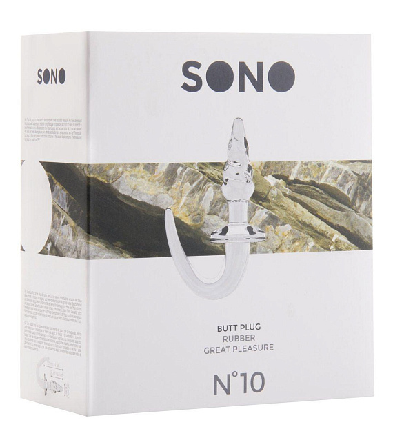 Прозрачная анальная пробка SONO №10 с ручкой - Термопластичная резина (TPR)