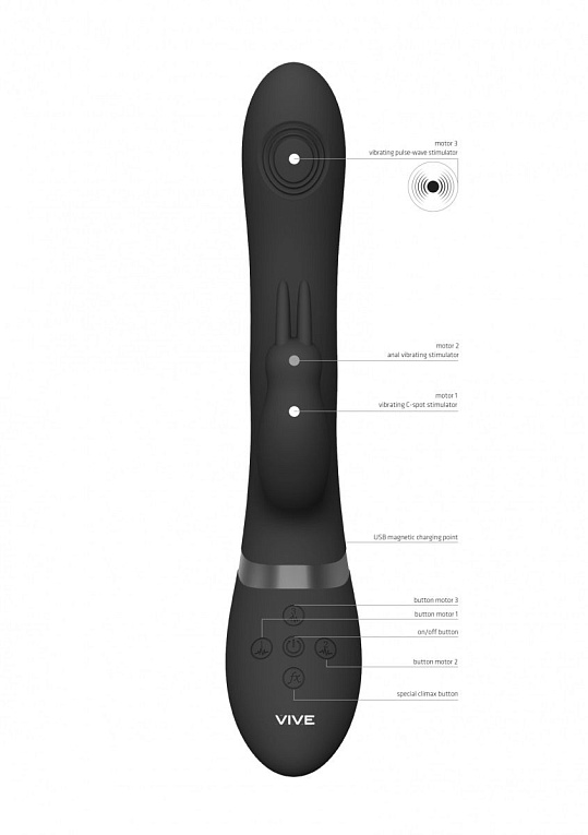 Черный анально-вагинальный вибромассажер Rini - 22,3 см. - фото 5