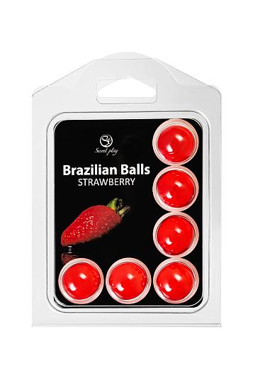 Набор из 6 шариков с массажным маслом Brazilian Balls с ароматом клубники