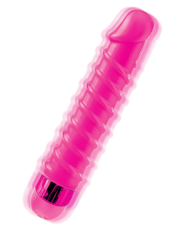 Розовый вибромассажер с винтовыми ребрышками Candy Twirl Massager - 16,5 см. - термопластичная резина (TPR)