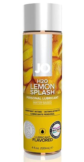 Ароматизированный лубрикант на водной основе со вкусом лимона JO Flavored Lemon Splash - 120 мл.