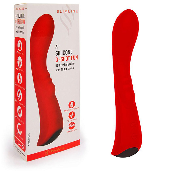 Красный вибромассажер 6  Silicone G-Spot Fun - 19,1 см. - силикон