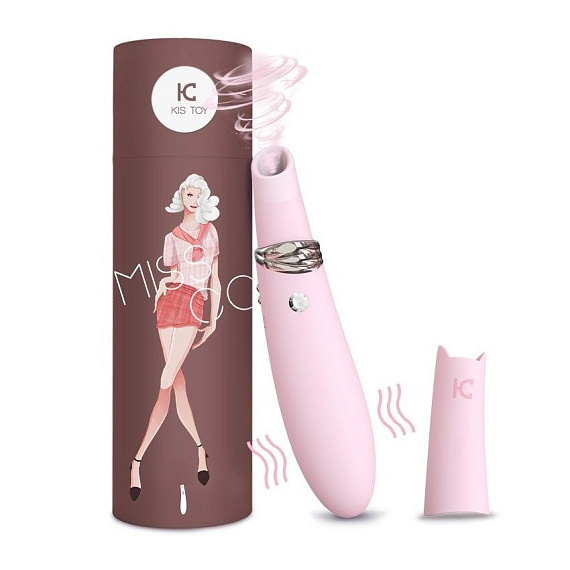 Нежно-розовый вибромассажер MIISS CC с мембранным стимулятором - 18,5 см. Kiss Toy