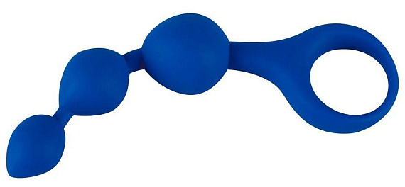 Синяя анальная цепочка Love Beads - 14 см. - силикон