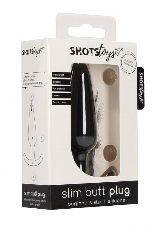 Черная анальная пробка для ношения Slim Butt Plug - 8,3 см. - силикон