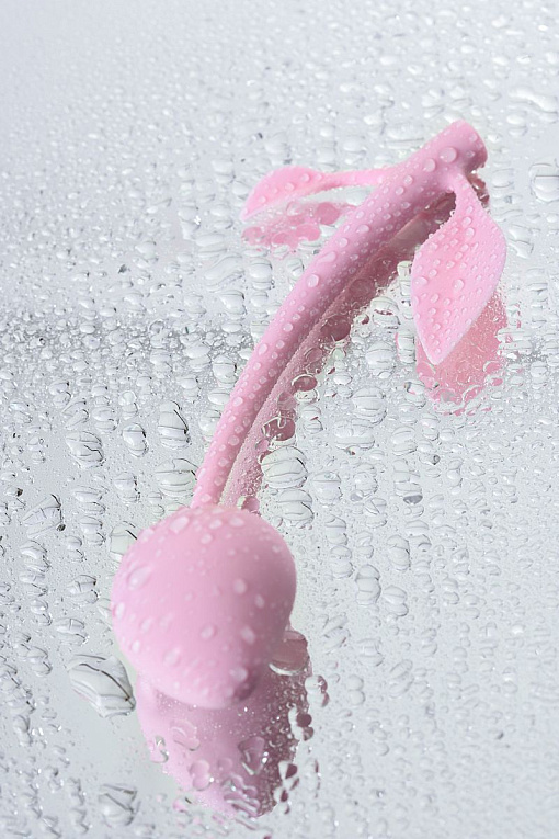 Розовый силиконовый вагинальный шарик с лепесточками - фото 8